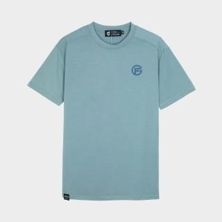 【GFoneone】夏季吸濕排汗短袖彈性簡約logoT-灰藍(運動T恤)