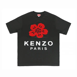 【KENZO】KENZO Boke Flower前大膽印花五瓣花型LOGO插畫造型純棉質圓領短袖T恤(男款/黑)