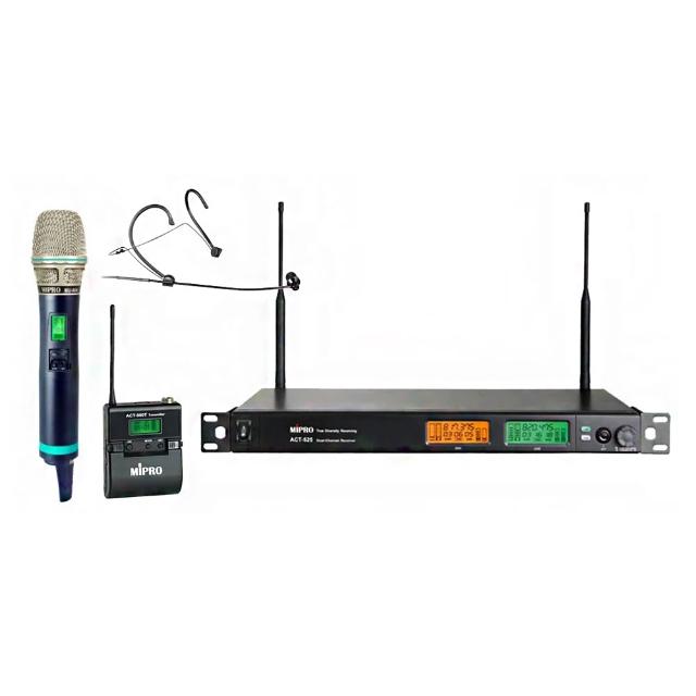 【MIPRO】ACT-525 配1手握式ACT-500H+1頭戴式無線麥克風(UHF類比雙頻道無線麥克風)