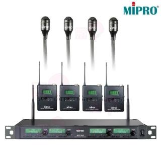 【MIPRO】ACT-343PLUS 配四領夾式麥克風(1U四頻道自動選訊無線麥克風)