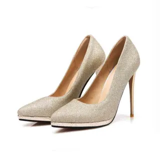 【KissXXX】閃耀金絲小尖頭淺口高跟鞋(金)