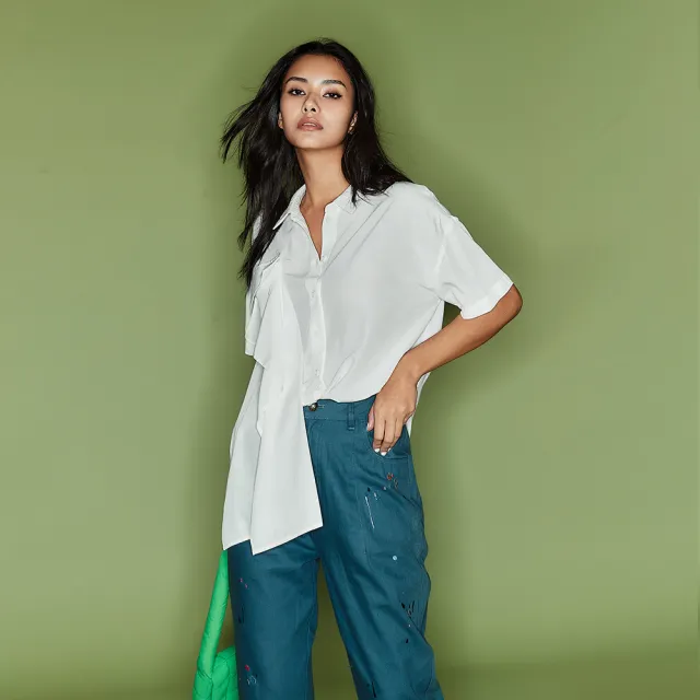 【ICHE 衣哲】Copine法式不規則拼接設計造型襯衫上衣