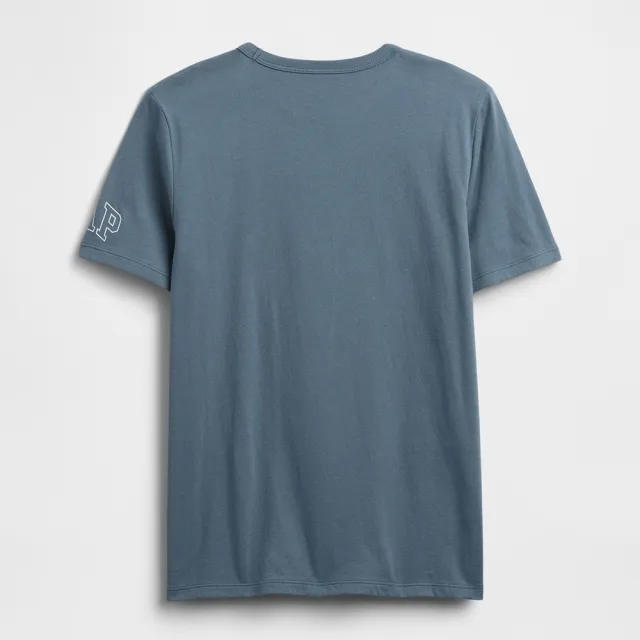 【GAP】男童裝 Logo純棉印花圓領短袖T恤-灰藍色(824037)