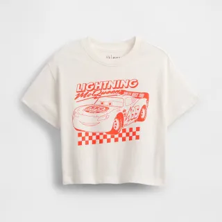 【GAP】男幼童裝 Gap x Cars汽車總動員聯名 Logo純棉印花圓領短袖T恤-白色(791145)