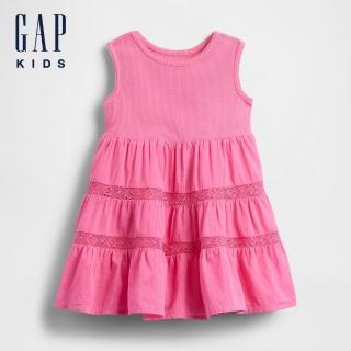 【GAP】女幼童裝 圓領無袖洋裝-粉色(785633)
