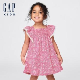【GAP】女幼童裝 純棉印花方領無袖洋裝-粉色(785651)