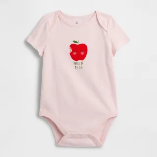【GAP】嬰兒裝 純棉印花圓領短袖包屁衣-粉色(794054)