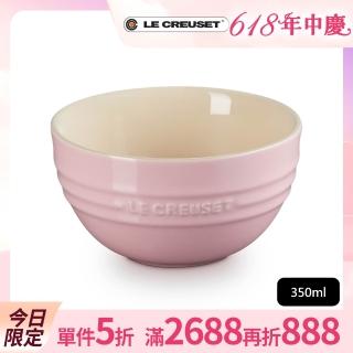 【Le Creuset】瓷器韓式飯碗350ml(雪紡粉)