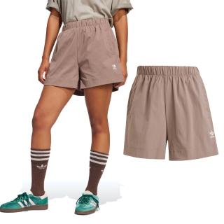 【adidas 愛迪達】ESS S Short 女款 咖啡色 亞規 三葉草 運動 口袋 腰部鬆緊 休閒 短褲 JD1508