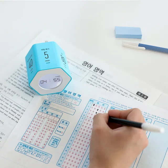 【Mooas】韓國六角轉轉專注學習定時器2件組(番茄鐘、番茄工作法、時鐘、靜音鬧鐘、考試用品、禮品)