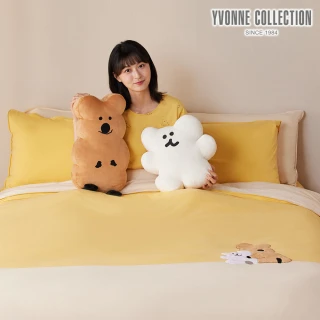 【YVONNE 以旺傢飾】100%美國棉被套+枕套組-QUOKKA & BOBO 盛夏黃(雙人 純棉 DINOTAENG)