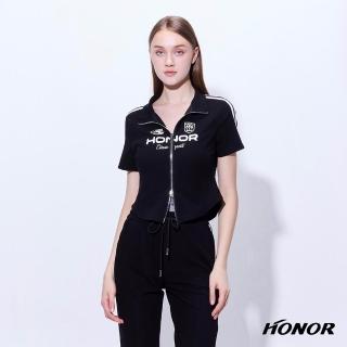 【HONOR 山形屋】個性短版雙拉鍊徽章外套-黑