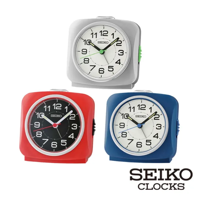 【SEIKO 精工】復古 方形防貪睡鬧鐘 時鐘 QHE194(嗶嗶聲鬧鈴聲 三色可選 滑動式靜音秒針)