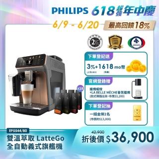 【Philips 飛利浦】2025年度新機！雙溫萃取LatteGo全自動義式咖啡機(EP5547/90星光銀 & EP5544/80曜光金)