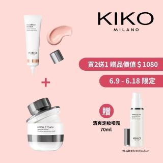 【KIKO MILANO】亮澤妝前精華飾底乳30ml+透明定妝蜜粉13.5g(蜜粉/蜜粉餅/妝前乳/飾底乳/粉底液/定妝/底妝)