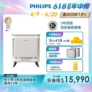 【Philips 飛利浦】三年份濾網組 毛小奈抗敏寵物清淨機 15-17坪(AC3681/80)
