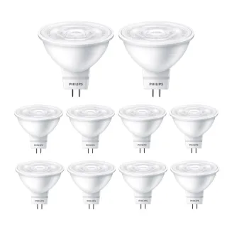 【Philips 飛利浦】4.5W 全電壓MR16 LED杯燈 10入組(白光/黃光 光束角36度 燈座GU5.3 投射燈)