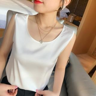 【巴黎精品】現貨秒發 緞面上衣無袖背心冰絲涼感絲綢絲質小可愛名媛素色襯衫(女無袖上衣11色a1be19)