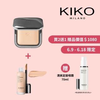 【KIKO MILANO】亮澤烘焙礦物蜜粉餅10g+完美無瑕粉底液25ml(蜜粉/蜜粉餅/粉底液/妝前乳/飾底妝/CC霜/定妝)