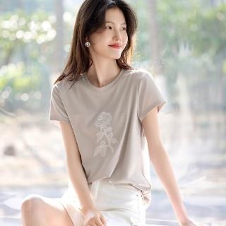 【LANNI 藍尼】★優雅花卉典雅上衣(女上衣/舒適/圓領/T恤)