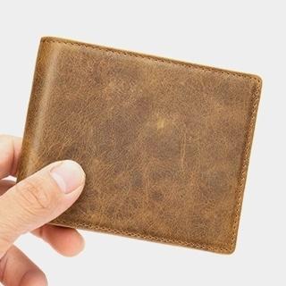 【LEEHER】真皮錢包/短夾/二折皮夾/復古零錢包/牛皮皮夾/防盜刷錢包/包包/錢包/皮夾/皮包/男生皮夾
