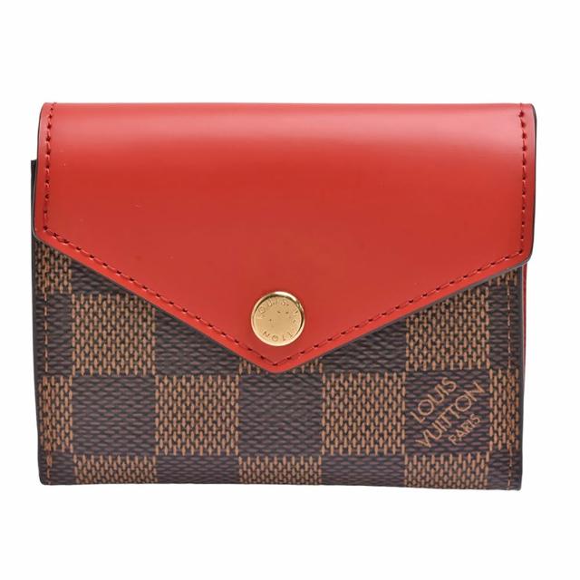 LV LOUIS VUITTON路易威登 N60166 經典 ZOÉ系列 Damier 帆布皮革拼接三折小短夾