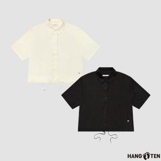 【Hang Ten】女裝-正韓韓國連線-OVER FIT 寬鬆泡泡紗下擺抽繩短袖襯衫(多色選)