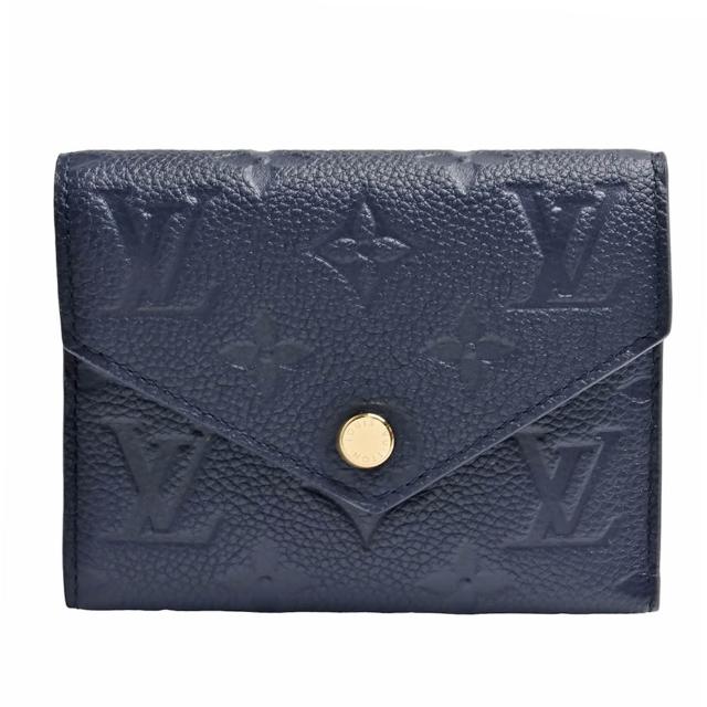 LV LOUIS VUITTON路易威登 M83590 經典 Victorine 系列 Empreinte 皮革壓花三折暗釦短夾