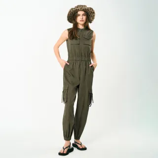 【MOMA】美式背心拉鍊工裝連身褲(墨綠色)