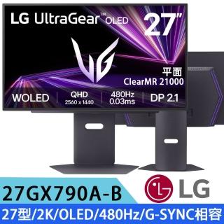 【LG 樂金】27GX790A-B 27型 UltraGear 2K OLED電競螢幕(16:9/480Hz/0.03ms/DP2.1/HDR)