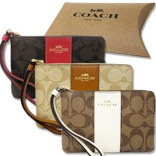 【COACH】C LOGO直紋零錢包/手拿包禮盒(多款選一)