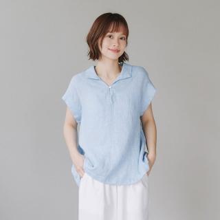 【Simply Yours 類似簡約】亞麻千鳥格無袖上衣 藍F(亞麻千鳥格無袖上衣)