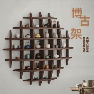 【匠俱】博古架實木中式掛墻茶杯架仿古多寶閣壁掛式置物架茶具擺架展示架