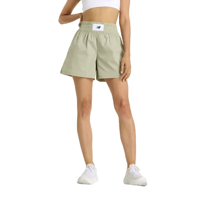 【NEW BALANCE】短褲 Pull On Short 女款 綠 拳擊褲設計 寬鬆 高腰 褲子 NB(WS51102OVN)