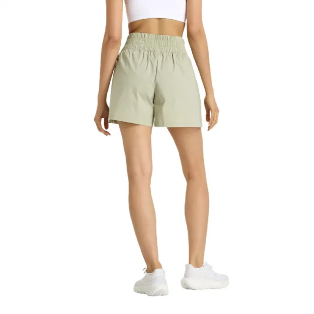 【NEW BALANCE】短褲 Pull On Short 女款 綠 拳擊褲設計 寬鬆 高腰 褲子 NB(WS51102OVN)