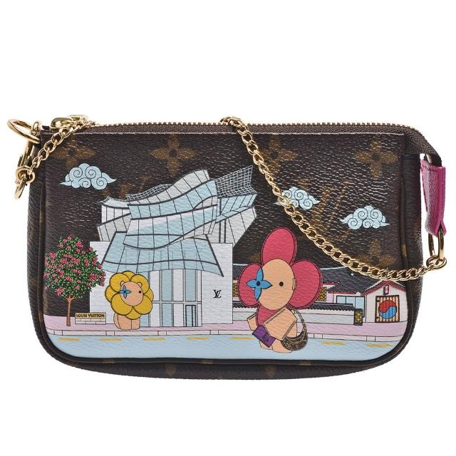 LV LOUIS VUITTON路易威登 M81633 限量 MINI POCHETTE 吉祥物首爾專門店帆布手提/晚宴包