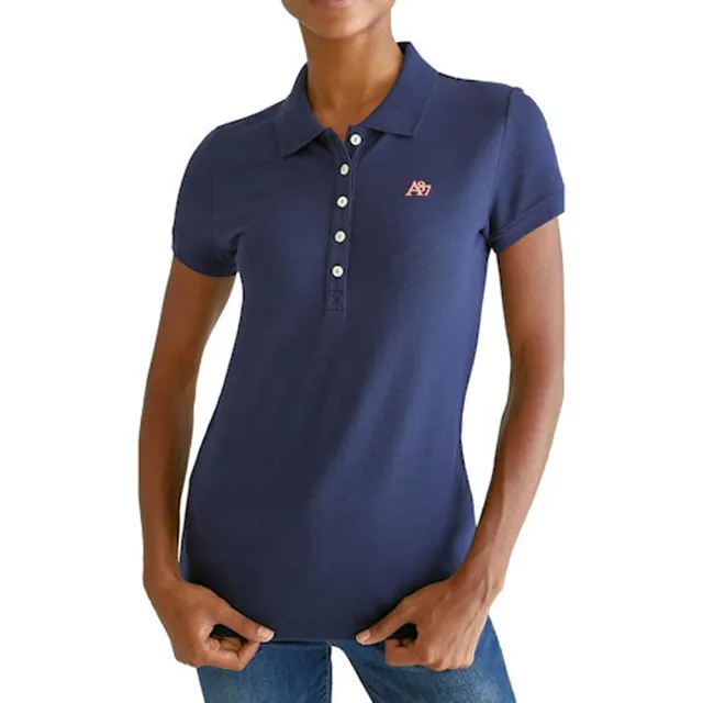 【Aeropostale】2025女時尚字母標誌藍色短袖POLO-網