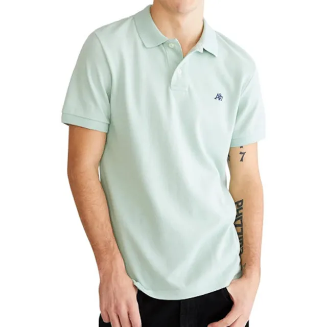 【Aeropostale】2025男時尚字母標誌蘋果綠色短袖POLO-網