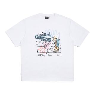 【Mark Gonzales】男女同款 動物園塗鴉T恤-白色