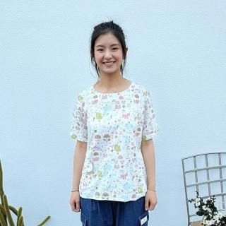 【Hana Mokuba】花木馬日系女裝可愛印花圓領口袋上衣(上衣)