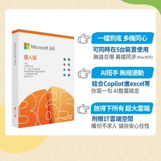 【Microsoft 微軟】Microsoft 365 個人版 一年訂閱 盒裝(軟體拆封後無法退換貨)
