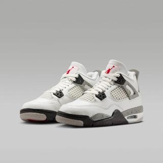 【NIKE 耐吉】籃球鞋 女鞋 大童 運動鞋 包覆 緩震 AJ4 AIR JORDAN 4 RETRO OG GS 白灰 IB4171-100