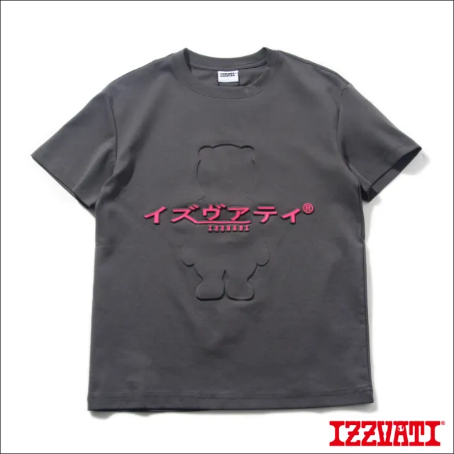 【IZZVATI】挑戰熊鋼印短T-灰色(LOGO經典款)