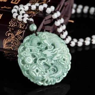 【KT DADA】龍項鍊 生肖項鍊 天然翡翠 龍牌項鍊 生肖龍 吊墜 冰種玉石項鍊 男女款 招財項鍊 項鍊 玉項鍊
