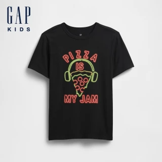 【GAP】男童裝 純棉印花圓領短袖T恤-黑色(768109)