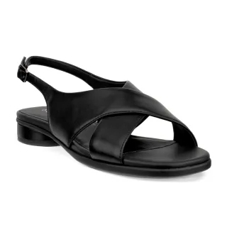 【ecco】SCULPTED ALBA 25 雕塑經典雙帶低跟涼鞋 女鞋(黑色 23383301001)