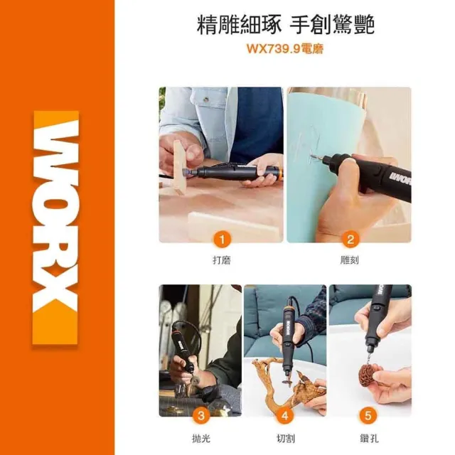 【WORX 威克士】Maker-X系列20V 鋰電熱風筆 WX743.9(熱熔槍 角磨機 電烙鐵 電鍍筆)