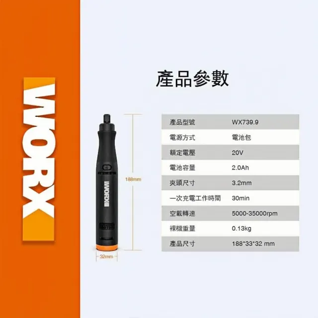 【WORX 威克士】Maker-X系列20V 鋰電熱熔槍 WX746.9(熱熔槍 角磨機 電烙鐵 電鍍筆)