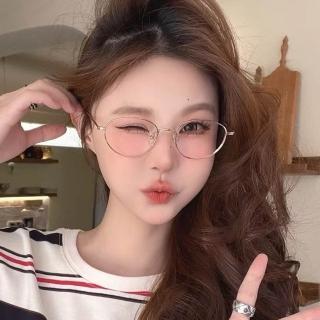 【KT DADA】復古眼鏡 鈦架 無度數眼鏡 極輕 適合圓臉 小臉神器 素顏眼鏡 文青 金絲眼鏡 橢圓形眼鏡 鏡框