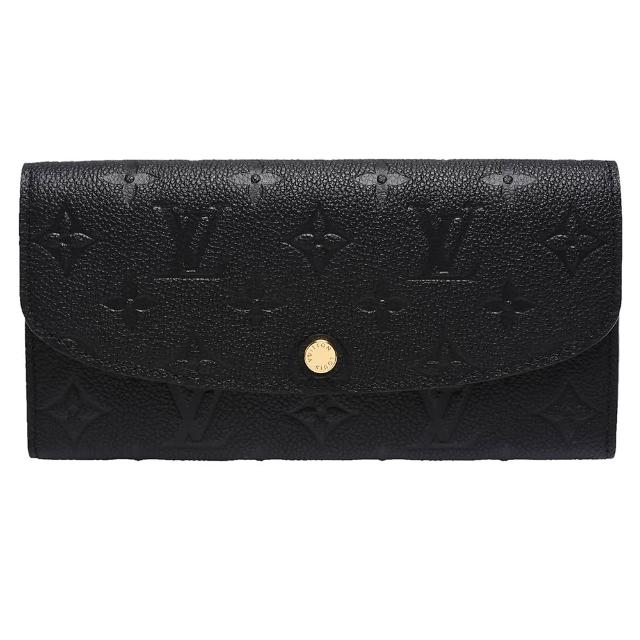 【Louis Vuitton 路易威登】M62369經典Emilie系列經典Monogram Empreinte壓紋釦式長夾(黑X裸)